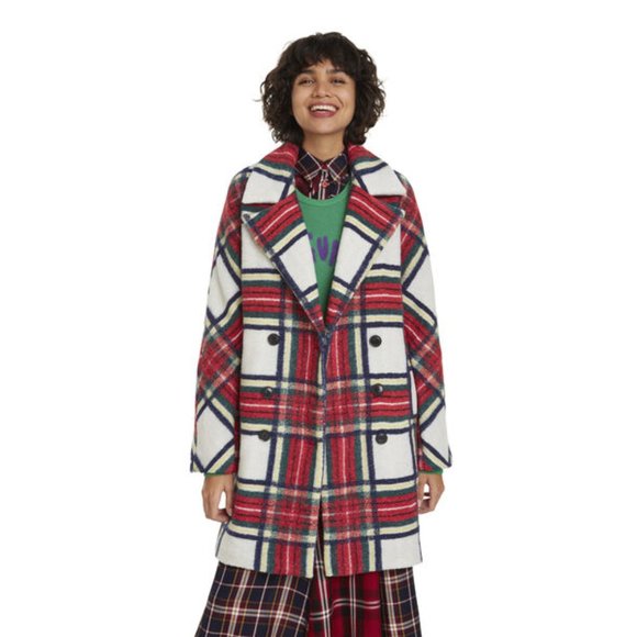 NWT Desigual red & white tartan print coat jacket, US6 - Picture 8 of 16
